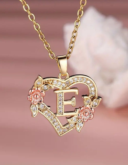 Load image into Gallery viewer, Fashion Hollowed-out Love Heart Flowers Letter Necklace 2668south
