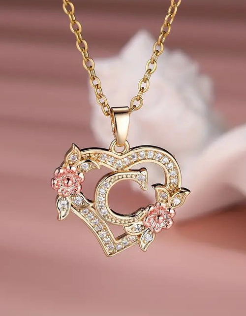 Load image into Gallery viewer, Fashion Hollowed-out Love Heart Flowers Letter Necklace 2668south
