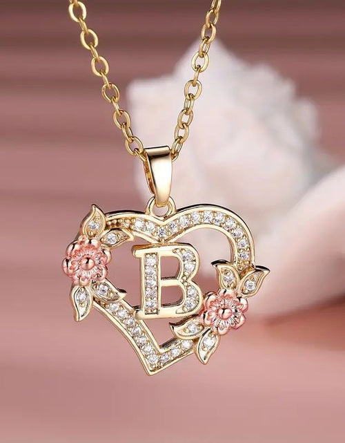 Load image into Gallery viewer, Fashion Hollowed-out Love Heart Flowers Letter Necklace 2668south
