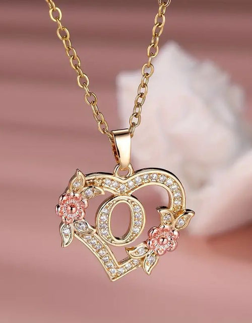 Load image into Gallery viewer, Fashion Hollowed-out Love Heart Flowers Letter Necklace 2668south
