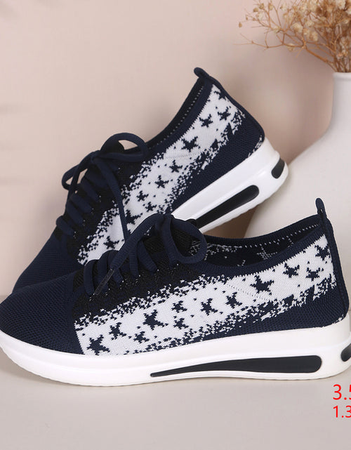 Load image into Gallery viewer, Fashion Lace-up Mesh Sneakers With Stars-printed Design Casual Thick Bottom Round Toe Flat Shoes For Women Non-slip Running Walking Sports Shoes 2668south
