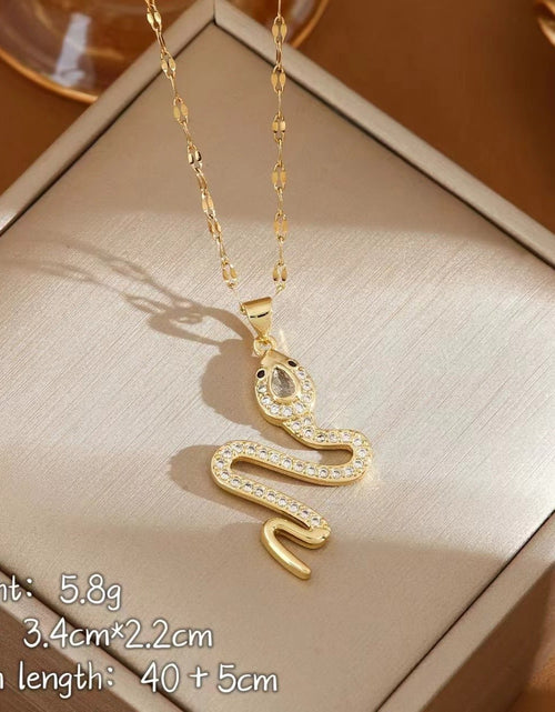 Load image into Gallery viewer, Fashion Personality Snake Necklace With Rhinestone Design Creative Sweater Chain Fall Winter Women&#39;s Clavicle Chain Jewelry 2668south
