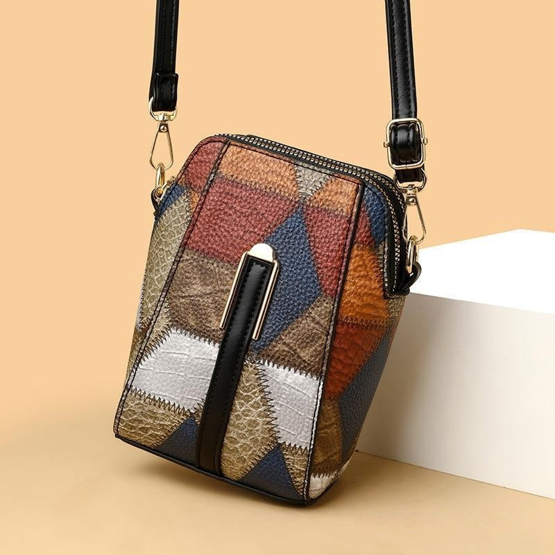 Fashion Soft Leather Stitching Shoulder Bag 2668south