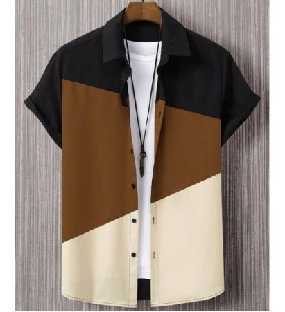 Load image into Gallery viewer, Fashion Trendy Men&#39;s Shirt Digital Printing Casual Breathable Stand Collar Short Sleeve 2668south
