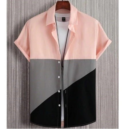 Fashion Trendy Men's Shirt Digital Printing Casual Breathable Stand Collar Short Sleeve 2668south