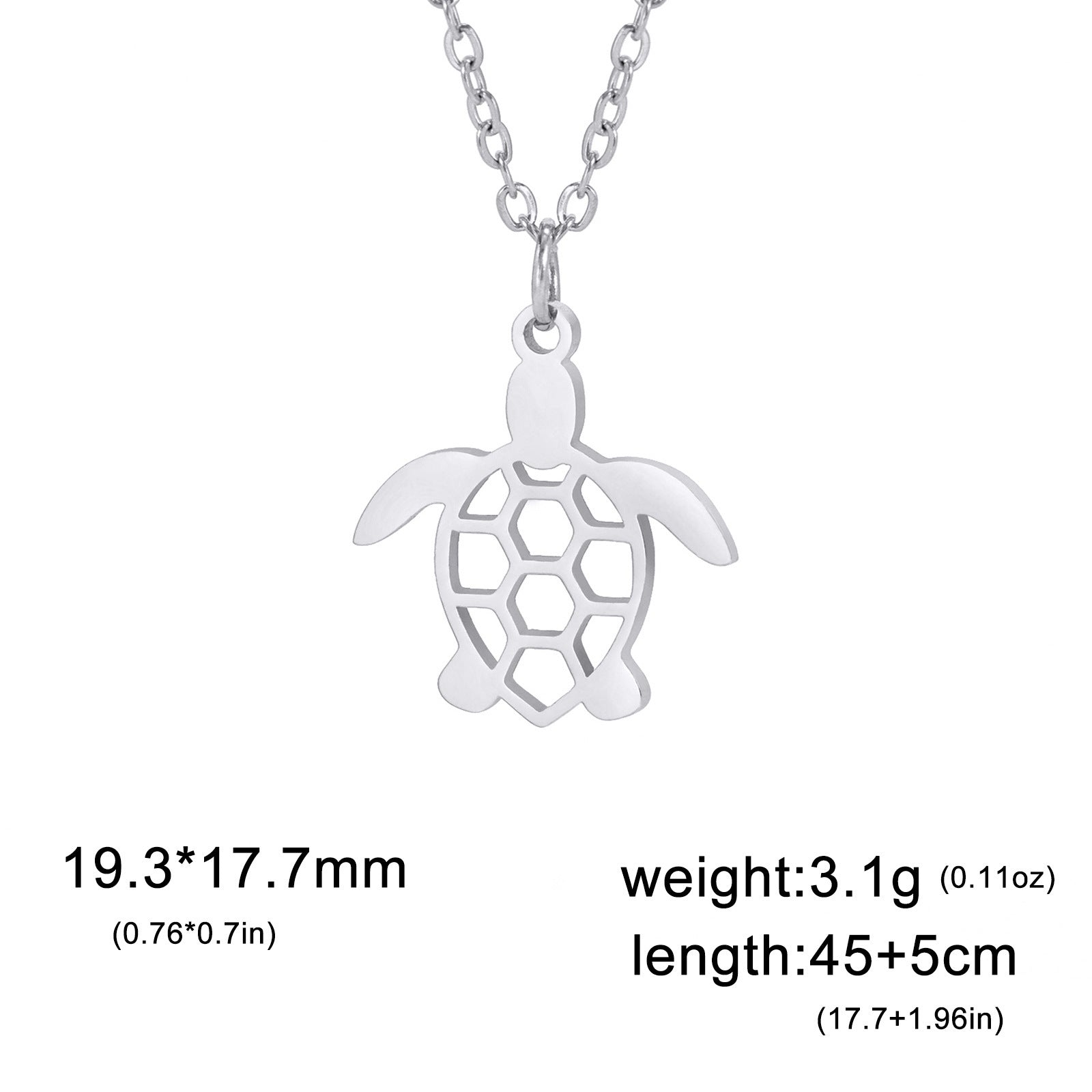 Fashionable Temperamental All-match Stainless Steel Hollow Single Hole Turtle Pendant Necklace 2668south