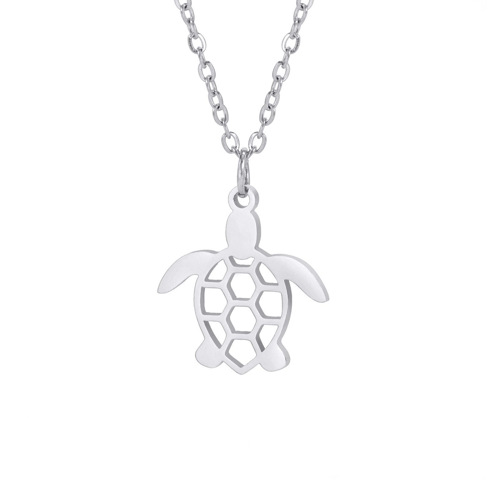 Fashionable Temperamental All-match Stainless Steel Hollow Single Hole Turtle Pendant Necklace 2668south