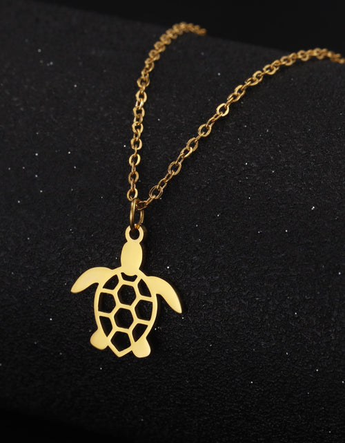 Load image into Gallery viewer, Fashionable Temperamental All-match Stainless Steel Hollow Single Hole Turtle Pendant Necklace 2668south
