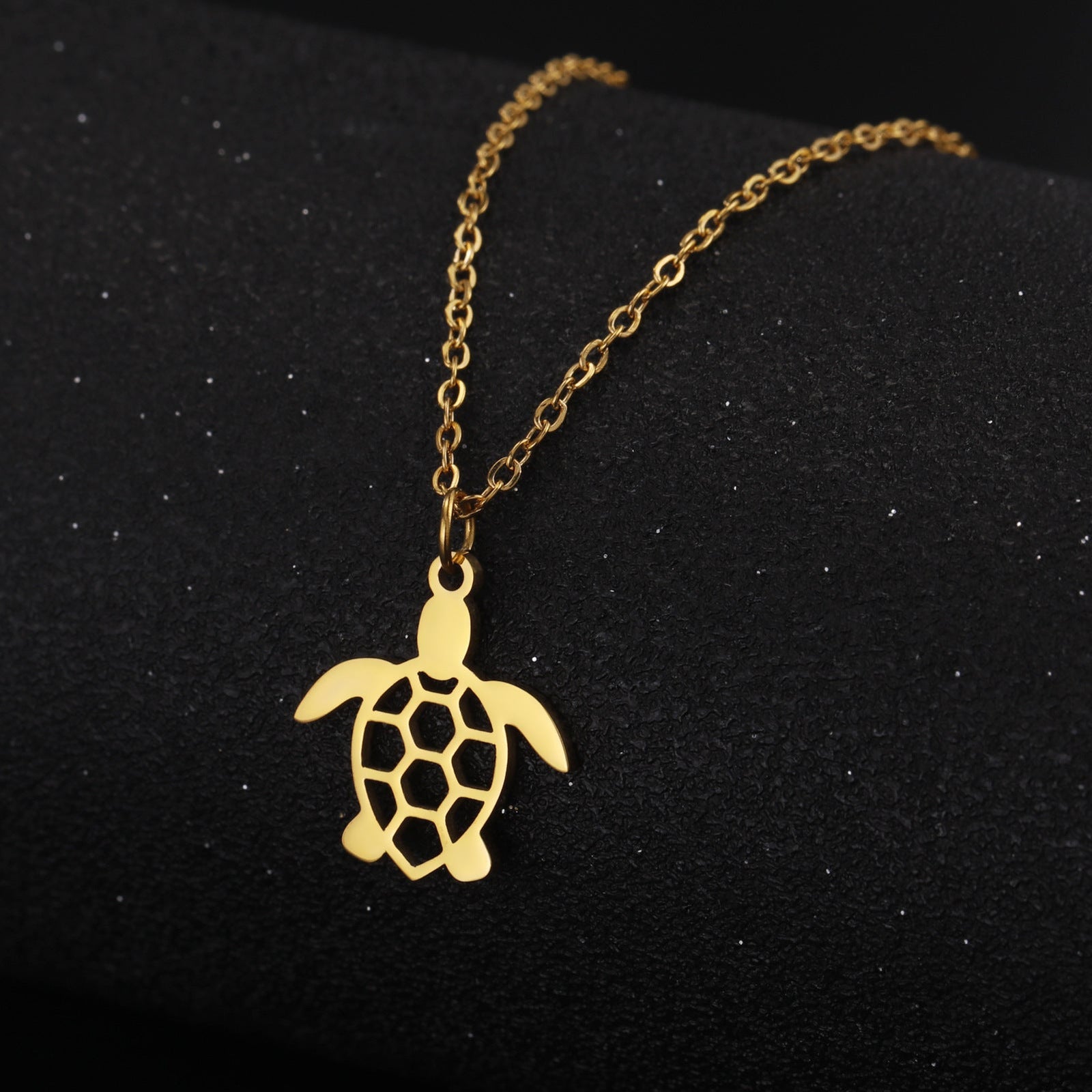 Fashionable Temperamental All-match Stainless Steel Hollow Single Hole Turtle Pendant Necklace 2668south