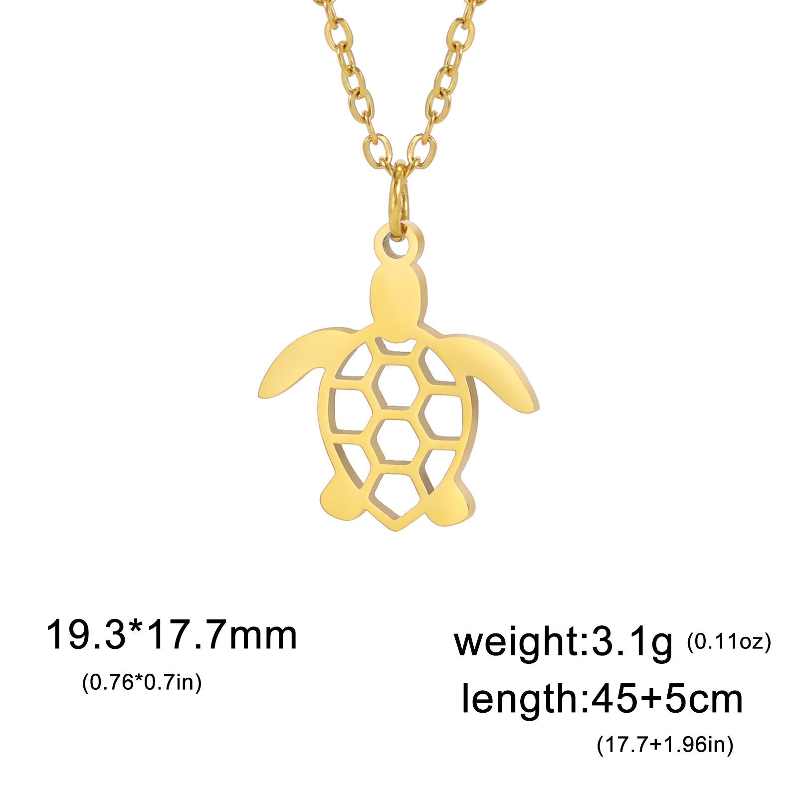 Fashionable Temperamental All-match Stainless Steel Hollow Single Hole Turtle Pendant Necklace 2668south