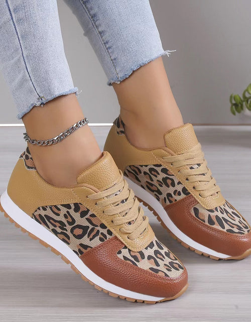 Load image into Gallery viewer, Fashoin Leopard Print Lace-up Sports Shoes For Women Sneakers Casual Running Walking Flat Shoes 2668south
