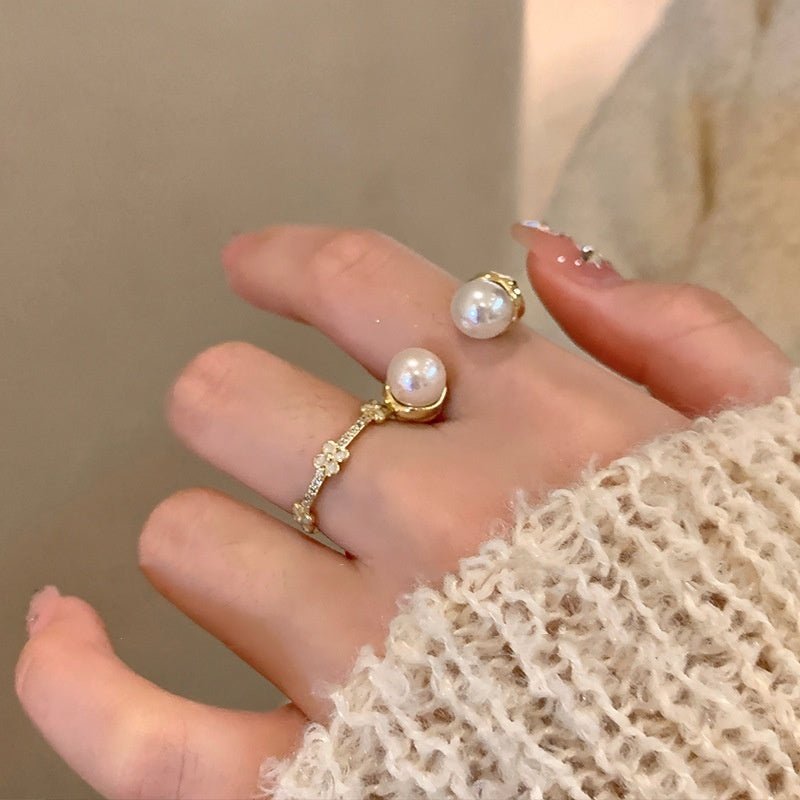 Female Personalized Fashion Zircon Pearl Ring 2668south