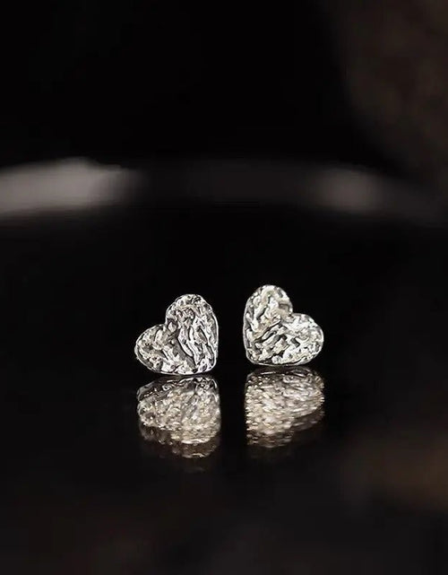 Load image into Gallery viewer, Female Pure Silver Square Stone Patterned Heart-shaped Earrings 2668south
