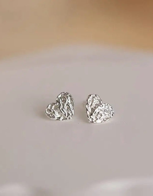 Load image into Gallery viewer, Female Pure Silver Square Stone Patterned Heart-shaped Earrings 2668south
