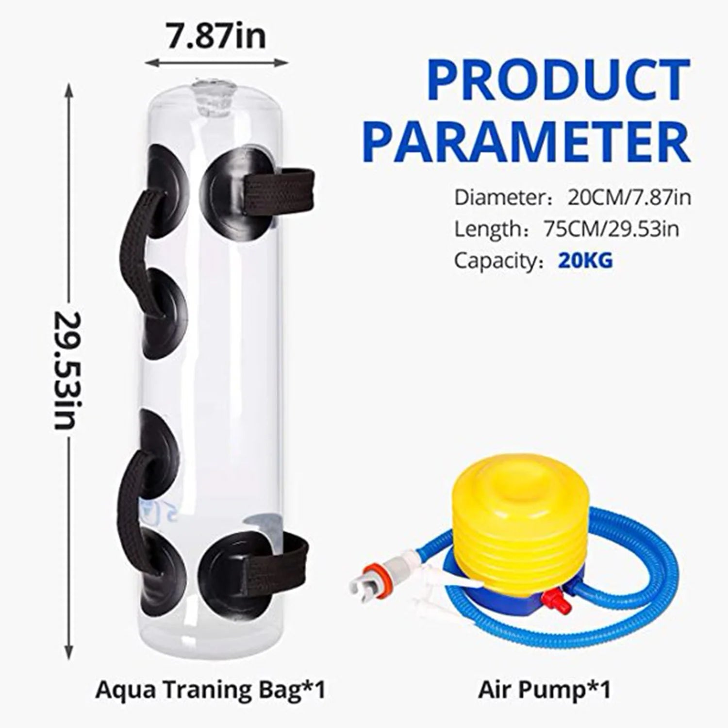 Fitness Aqua Bag Training Power Bag, Adjustable Water Weight Bag with Upgraded Air Pump 45LBS Portable Aqua Training Bag Instead of Sand Bag Training Home Gym for Workout Weights Training Balance 2668south