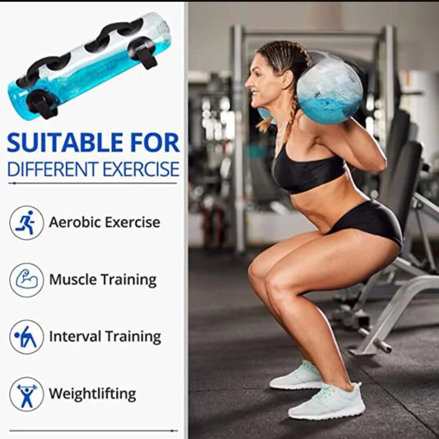 Fitness Aqua Bag Training Power Bag, Adjustable Water Weight Bag with Upgraded Air Pump 45LBS Portable Aqua Training Bag Instead of Sand Bag Training Home Gym for Workout Weights Training Balance 2668south