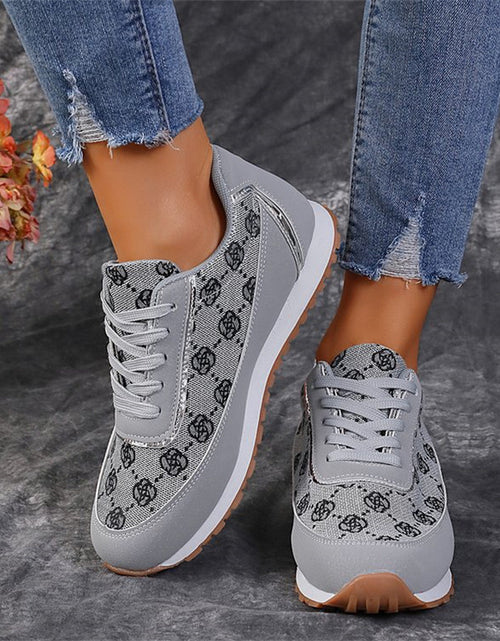 Load image into Gallery viewer, Flower Print Lace-up Sneakers Casual Fashion Lightweight Breathable Walking Running Sports Shoes Women Flats 2668south
