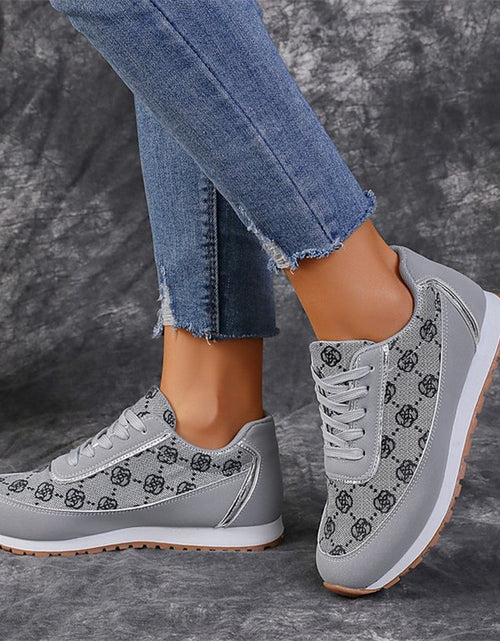 Load image into Gallery viewer, Flower Print Lace-up Sneakers Casual Fashion Lightweight Breathable Walking Running Sports Shoes Women Flats 2668south
