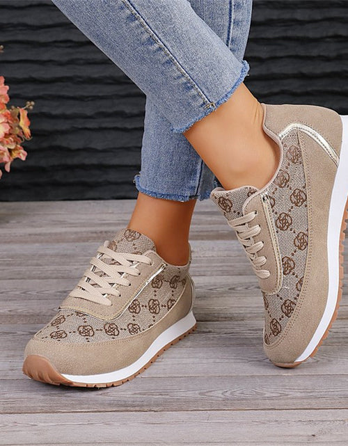 Load image into Gallery viewer, Flower Print Lace-up Sneakers Casual Fashion Lightweight Breathable Walking Running Sports Shoes Women Flats 2668south
