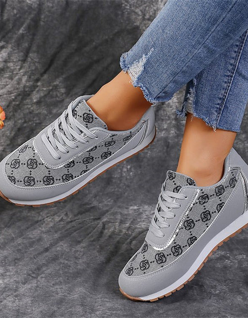 Load image into Gallery viewer, Flower Print Lace-up Sneakers Casual Fashion Lightweight Breathable Walking Running Sports Shoes Women Flats 2668south
