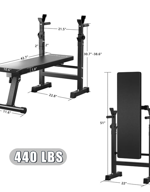 Load image into Gallery viewer, Folding Weight Bench Home Gym Adjustable Strength Training Adjustable Barbell Rack 2668south
