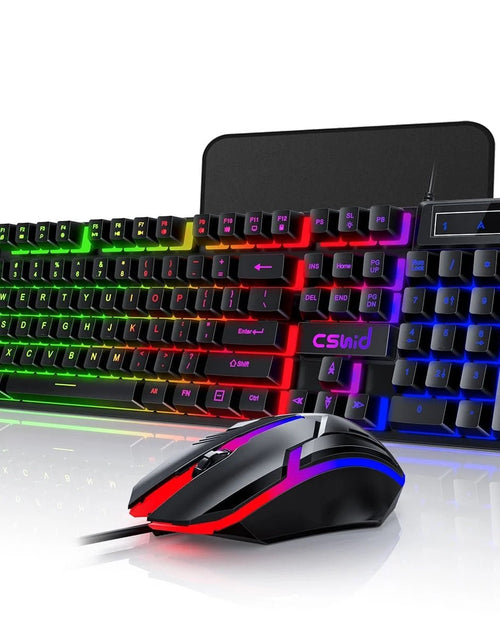 Load image into Gallery viewer, Gaming Keyboard &amp; Mouse, 104 Keys Rainbow LED RGB Backlit Quiet Computer Keyboard, Multimedia Keys, 26 Anti-Ghosting Keys, Waterproof Light up USB Wired Keyboard for PC Gamers Desktop Computer Laptop 2668south
