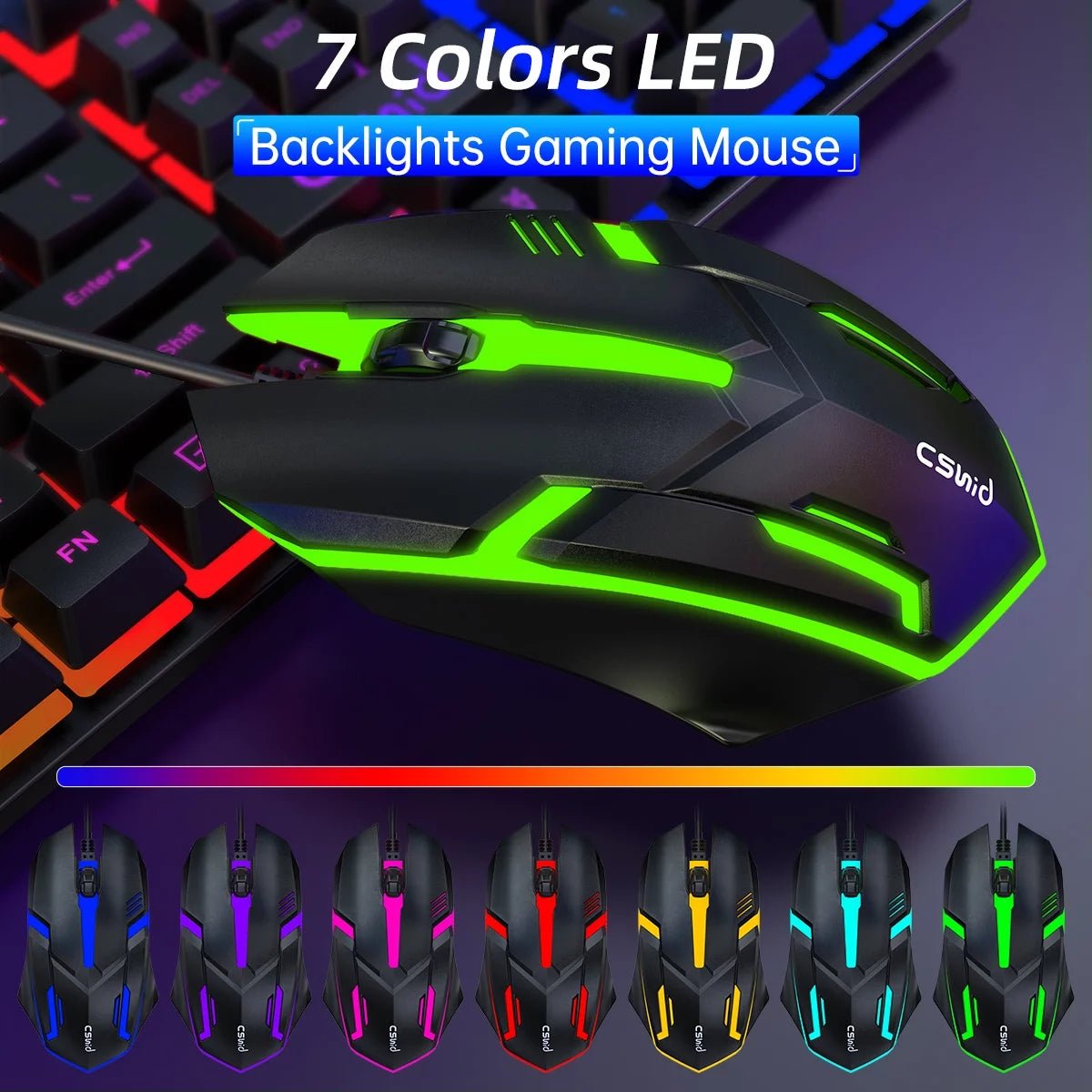 Gaming Keyboard & Mouse, 104 Keys Rainbow LED RGB Backlit Quiet Computer Keyboard, Multimedia Keys, 26 Anti-Ghosting Keys, Waterproof Light up USB Wired Keyboard for PC Gamers Desktop Computer Laptop 2668south