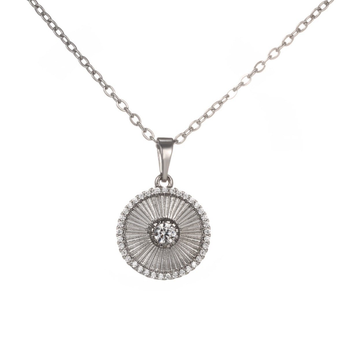 Geometric Round Striped Zircon Pendant Women 2668south