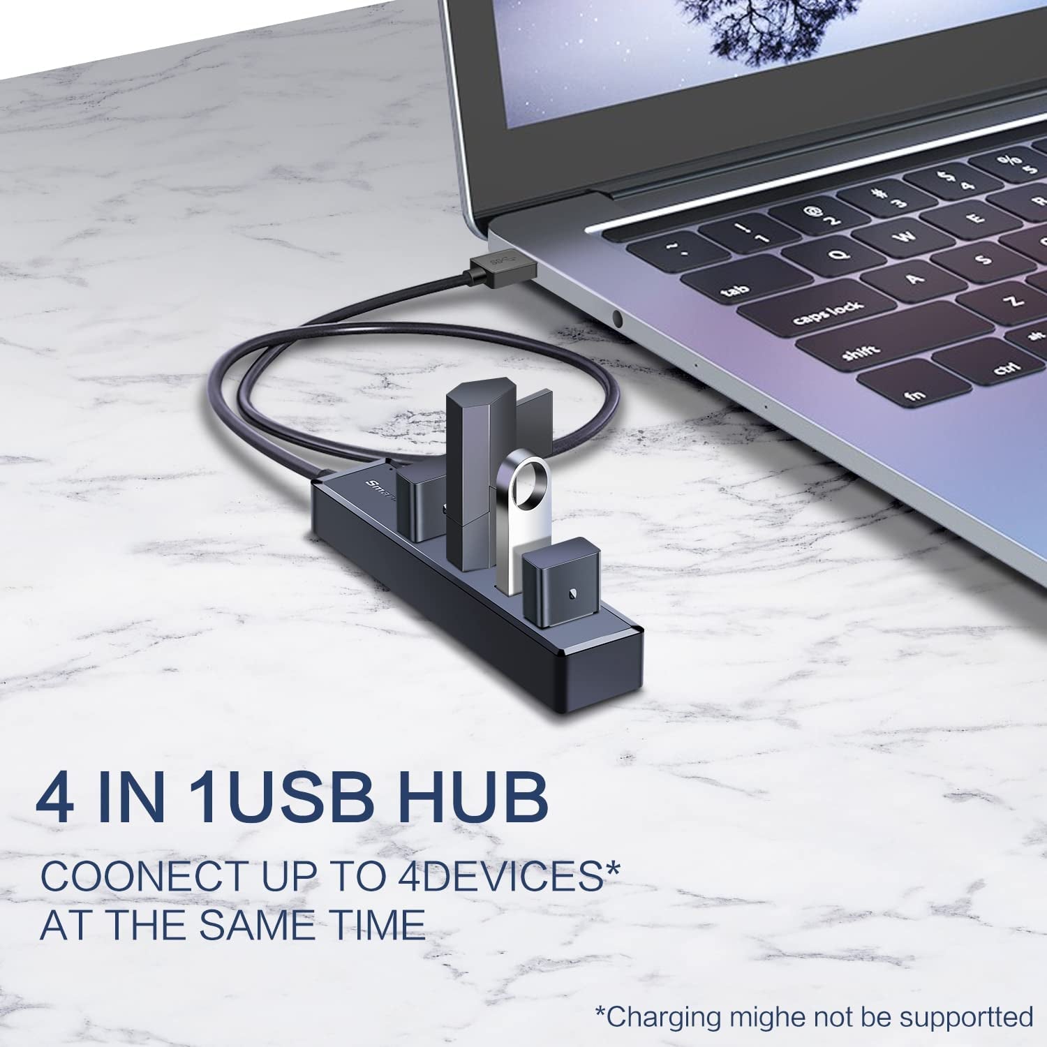 H302S USB 3.0 Hub for Laptop with 2Ft Long Cable, Multi Port Expander, Fast Data Transfer USB Splitter Compatible with Windows PC, Mac, Printer, Mobile HDD 2668south