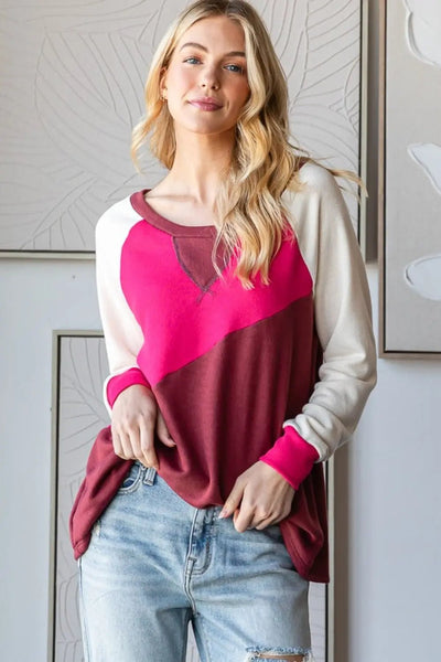 HOPELY Color Block Long Sleeve T-Shirt 2668south