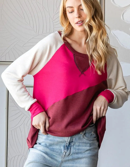 Load image into Gallery viewer, HOPELY Color Block Long Sleeve T-Shirt 2668south
