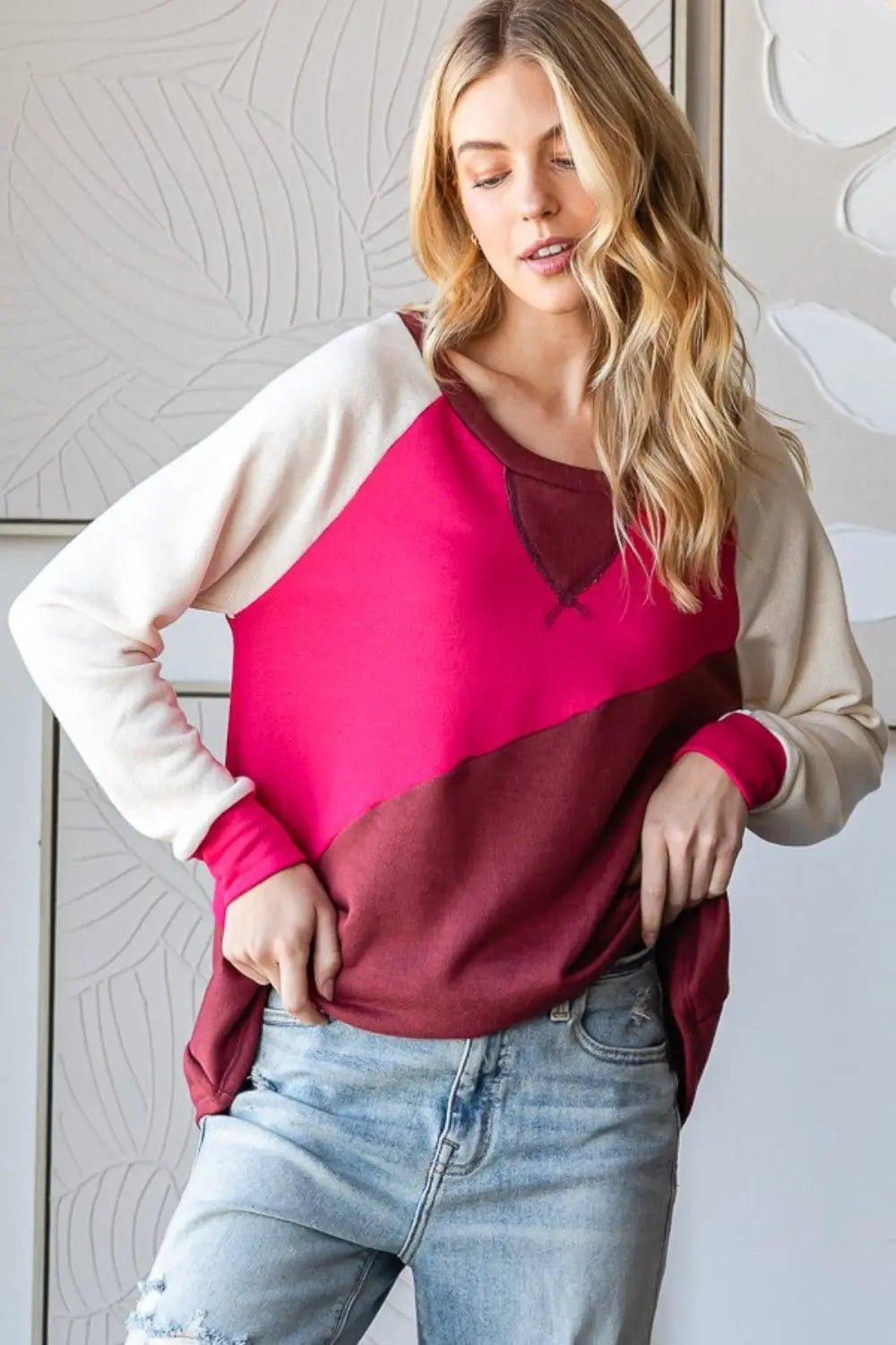 HOPELY Color Block Long Sleeve T-Shirt 2668south