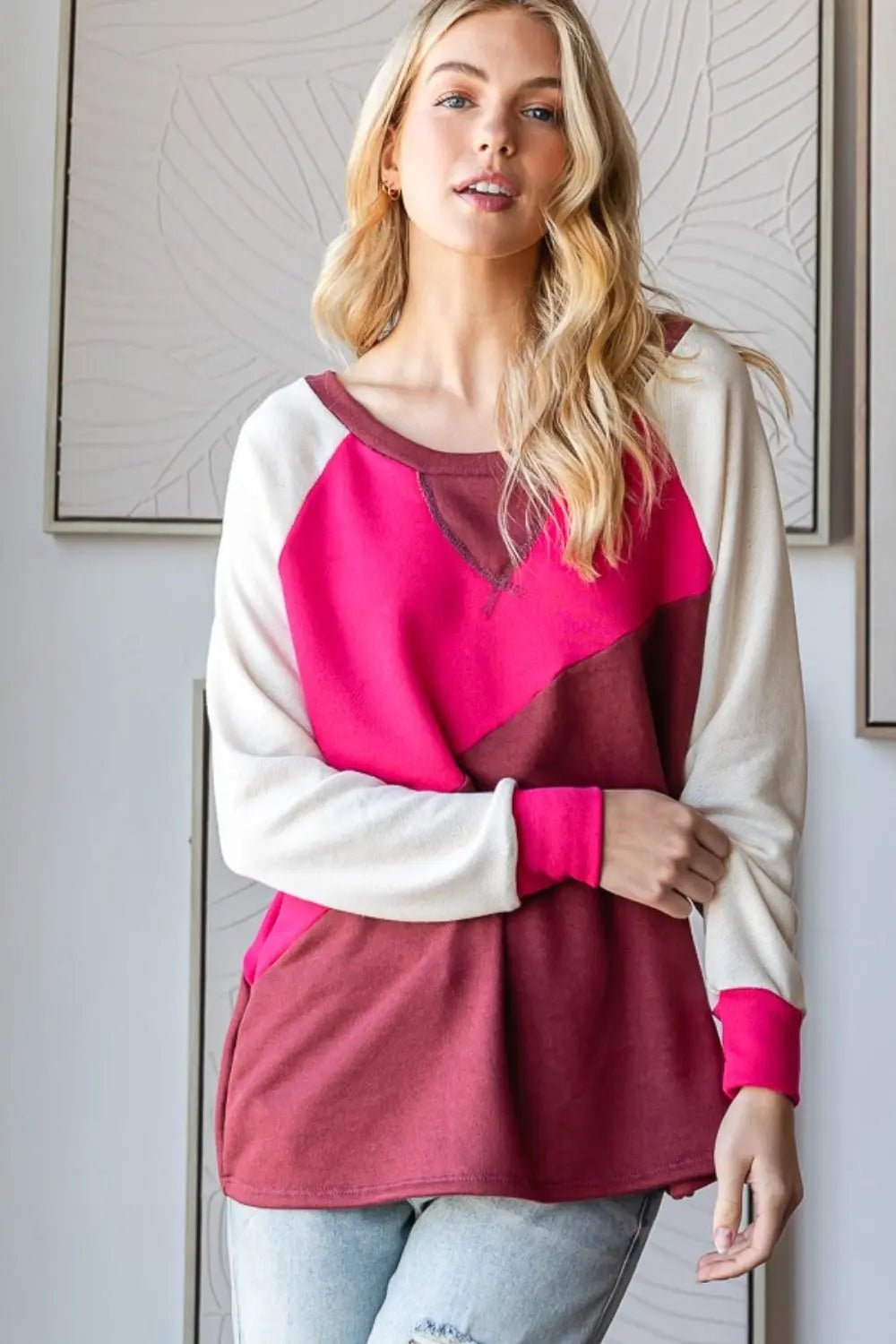 HOPELY Color Block Long Sleeve T-Shirt 2668south