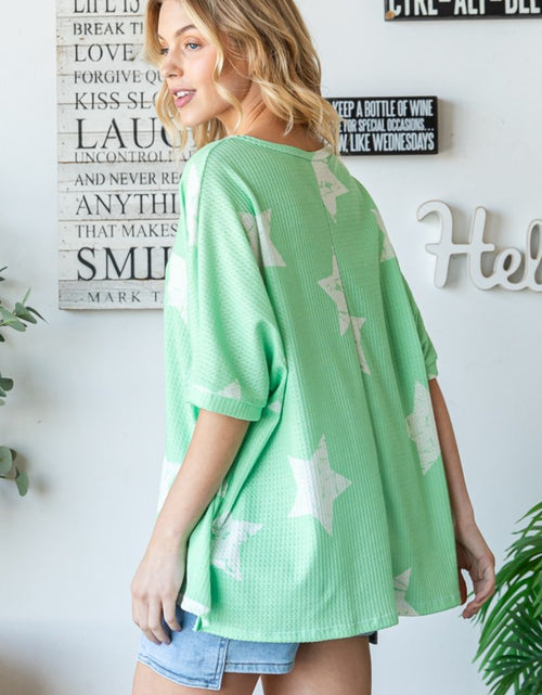 Load image into Gallery viewer, HOPELY Star Pattern Oversized Waffle T-Shirt 2668south
