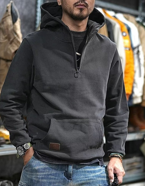 تحميل الصورة إلى عارض المعرض، Half Open Collar Hooded Men&#39;s Sweater 2668south
