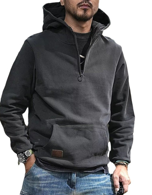 تحميل الصورة إلى عارض المعرض، Half Open Collar Hooded Men&#39;s Sweater 2668south
