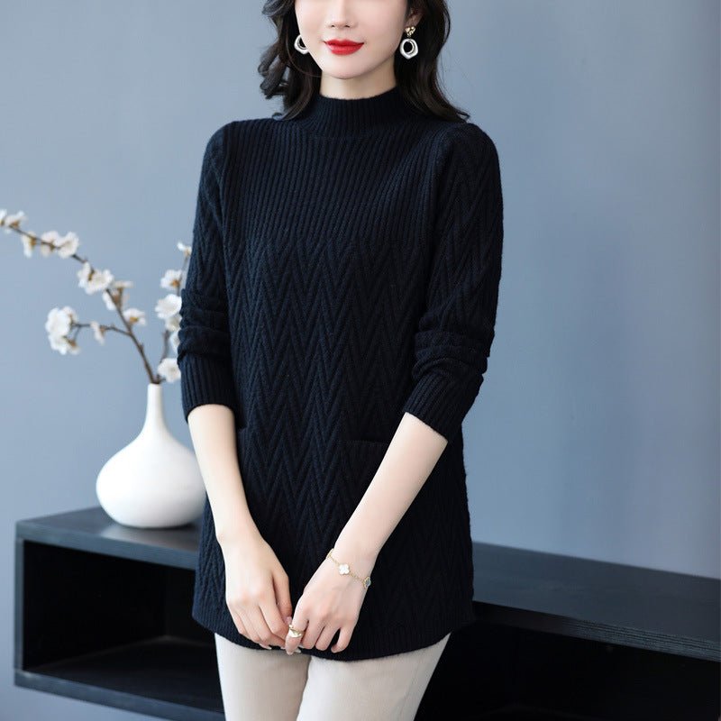 Half Turtleneck Knitted Warm Woolen Skirt Women's Winter Loose 2668south