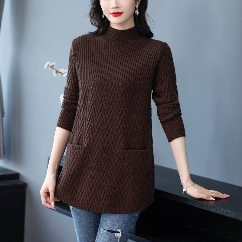 Half Turtleneck Knitted Warm Woolen Skirt Women's Winter Loose 2668south