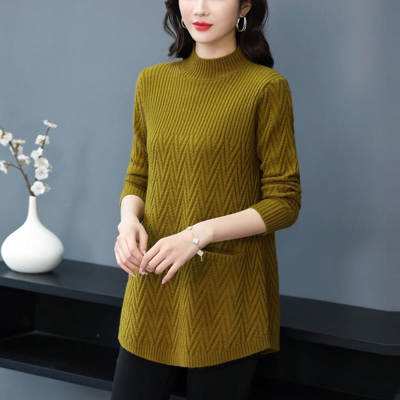 Half Turtleneck Knitted Warm Woolen Skirt Women's Winter Loose 2668south