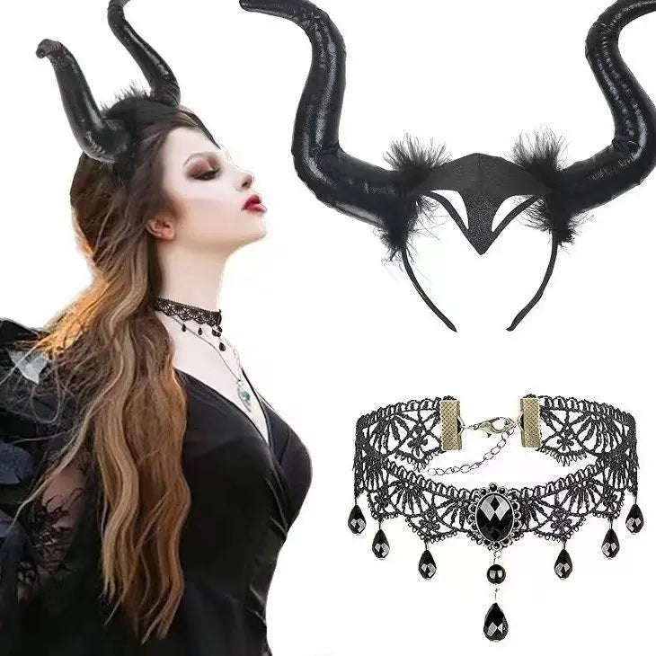 Halloween Accessories Demon Horn Headdress Demon Witch Costume Props 2668south