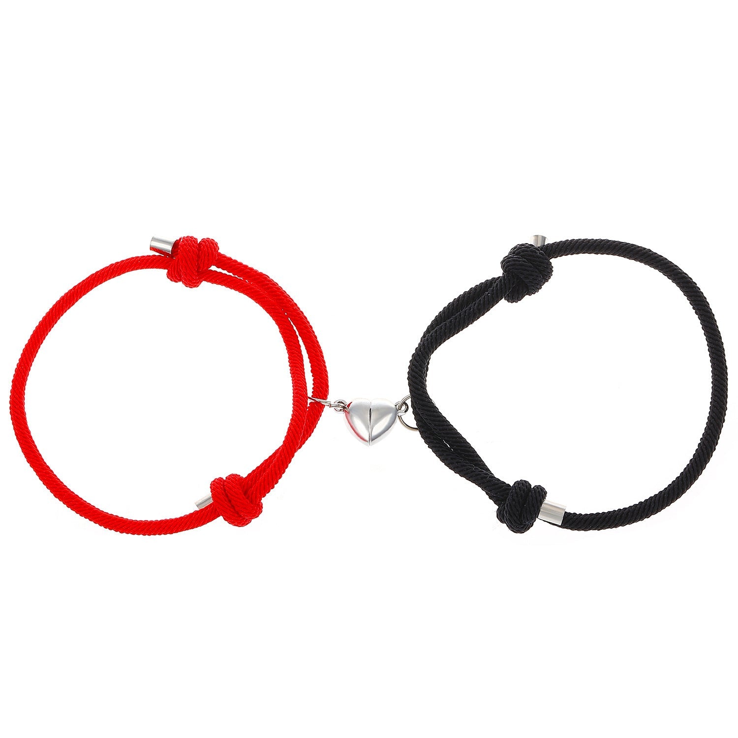 Hand-holding Hand-knitted Rope Men And Women Wish Stone Love Magnet Black And White Lovers Bracelet Pair 2668south