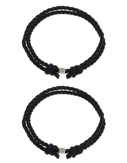 Load image into Gallery viewer, Hand-holding Hand-knitted Rope Men And Women Wish Stone Love Magnet Black And White Lovers Bracelet Pair 2668south
