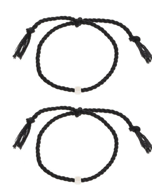 Load image into Gallery viewer, Hand-holding Hand-knitted Rope Men And Women Wish Stone Love Magnet Black And White Lovers Bracelet Pair 2668south
