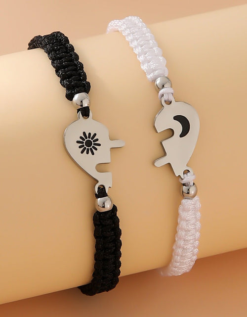 Load image into Gallery viewer, Hand-woven Adjustable Puzzle Love Sun Moon Couple Bracelets 2668south
