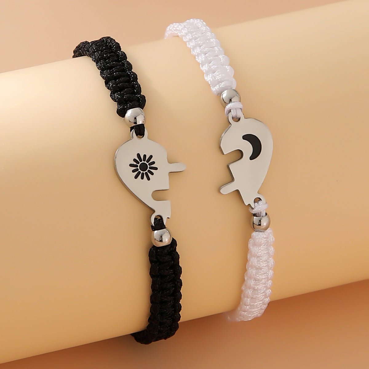 Hand-woven Adjustable Puzzle Love Sun Moon Couple Bracelets 2668south