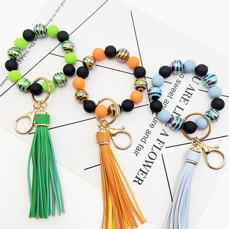 Handmade Beaded Bracelet Tassel Key Chain 2668south