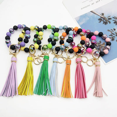 Handmade Beaded Bracelet Tassel Key Chain 2668south