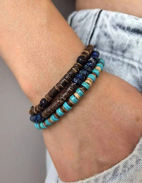 Load image into Gallery viewer, Handmade Beaded Coconut Shell Wood Piece Bracelet Men&#39;s Retro 2668south
