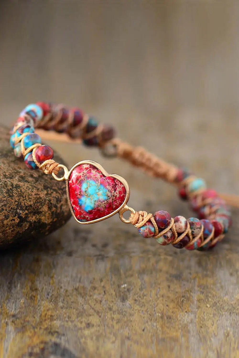 Handmade Heart Shape Natural Stone Bracelet 2668south