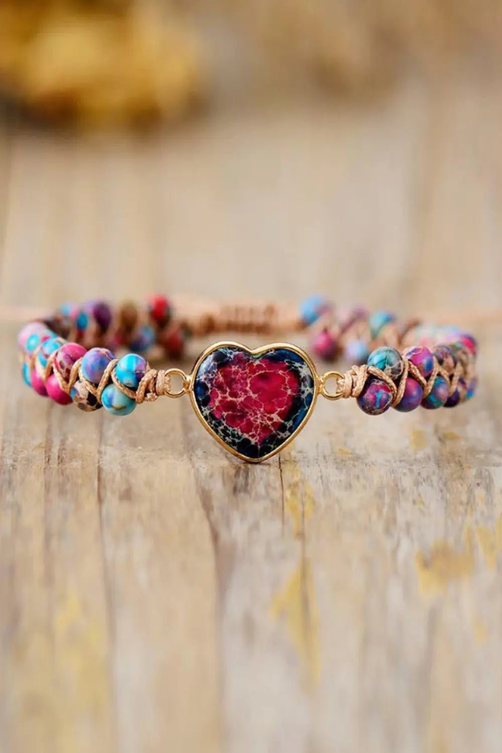 Handmade Heart Shape Natural Stone Bracelet 2668south